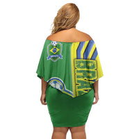 Brazil Football Family Matching Off Shoulder Short Dress and Hawaiian Shirt Selecao Soccer - Road To Champion - Wonder Print Shop