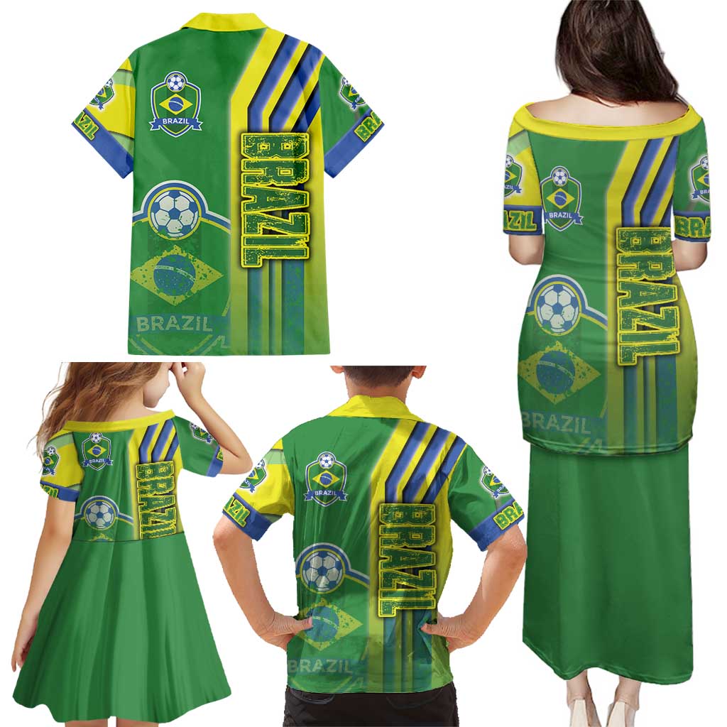 Brazil Football Family Matching Puletasi and Hawaiian Shirt Selecao Soccer - Road To Champion