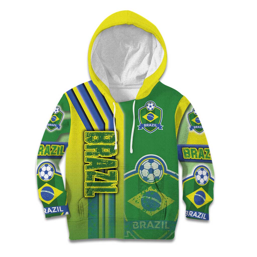 Brazil Football Kid Hoodie Selecao Soccer - Road To Champion - Wonder Print Shop