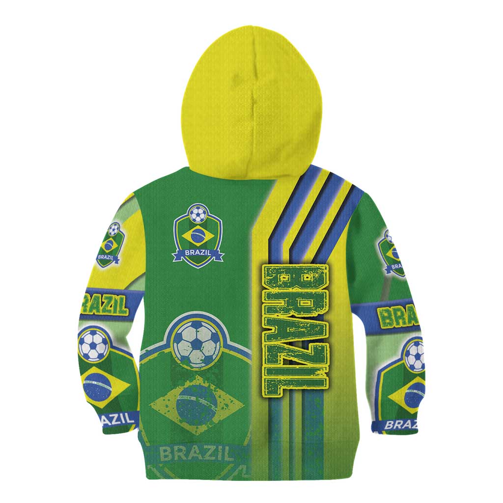 Brazil Football Kid Hoodie Selecao Soccer - Road To Champion - Wonder Print Shop