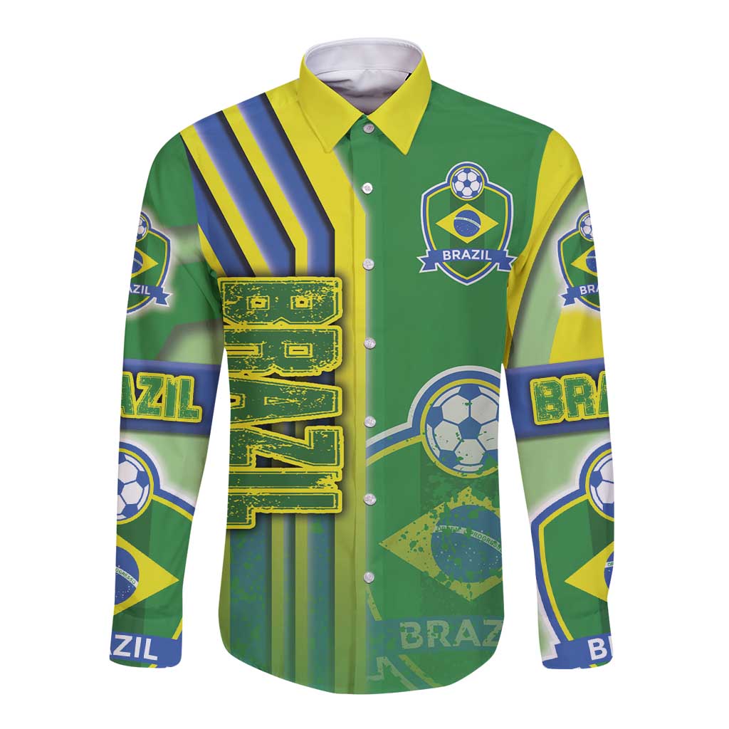 Brazil Football Long Sleeve Button Shirt Selecao Soccer - Road To Champion