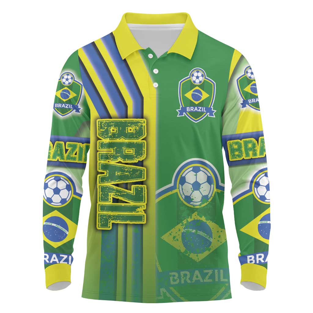 Brazil Football Long Sleeve Polo Shirt Selecao Soccer - Road To Champion - Wonder Print Shop