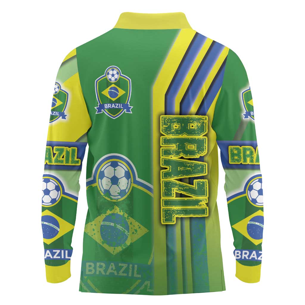 Brazil Football Long Sleeve Polo Shirt Selecao Soccer - Road To Champion - Wonder Print Shop