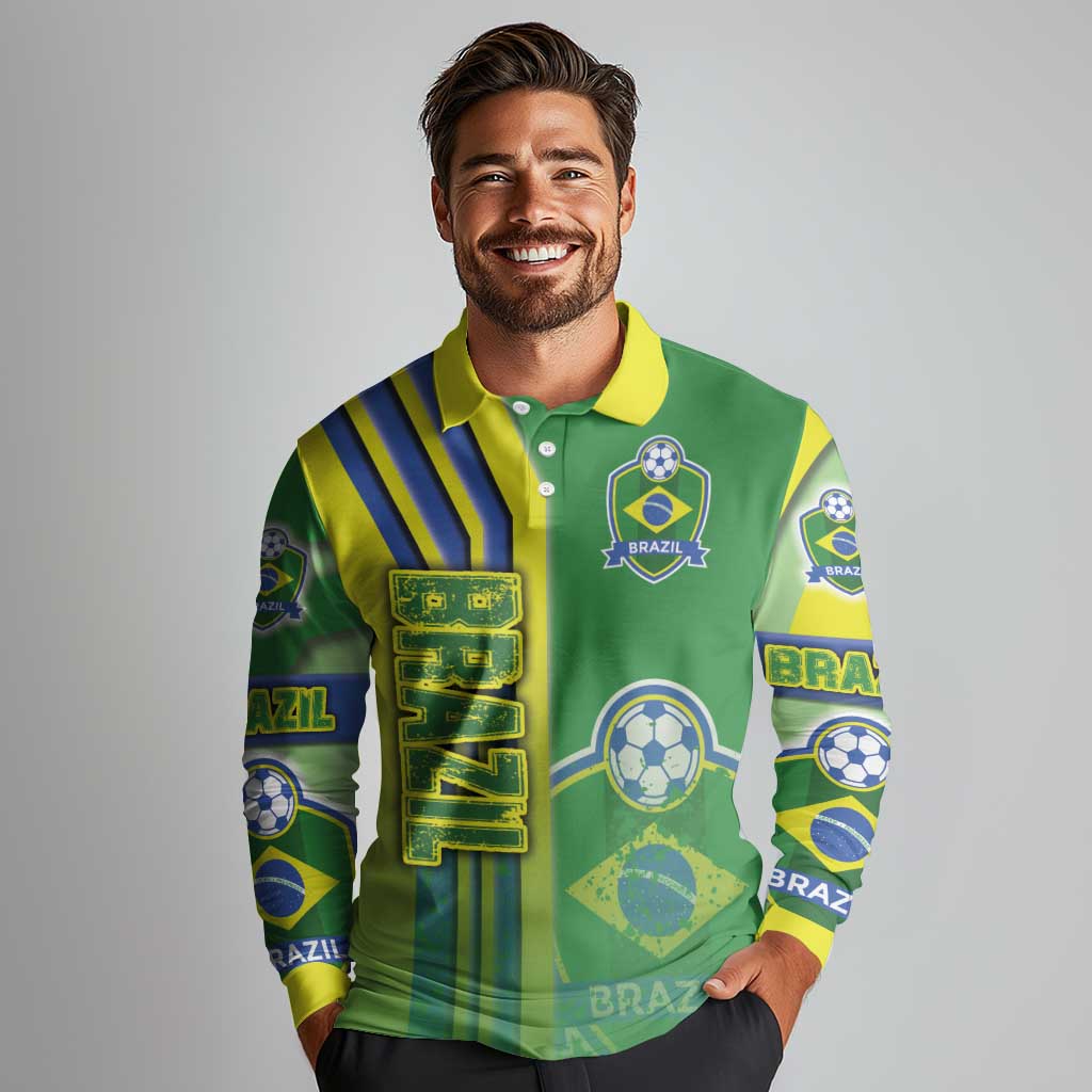 Brazil Football Long Sleeve Polo Shirt Selecao Soccer - Road To Champion - Wonder Print Shop