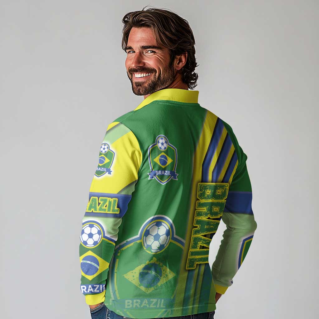 Brazil Football Long Sleeve Polo Shirt Selecao Soccer - Road To Champion - Wonder Print Shop