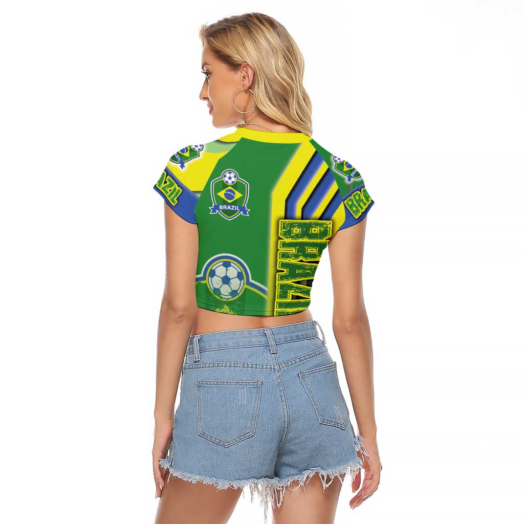 Brazil Football Raglan Cropped T Shirt Selecao Soccer - Road To Champion - Wonder Print Shop