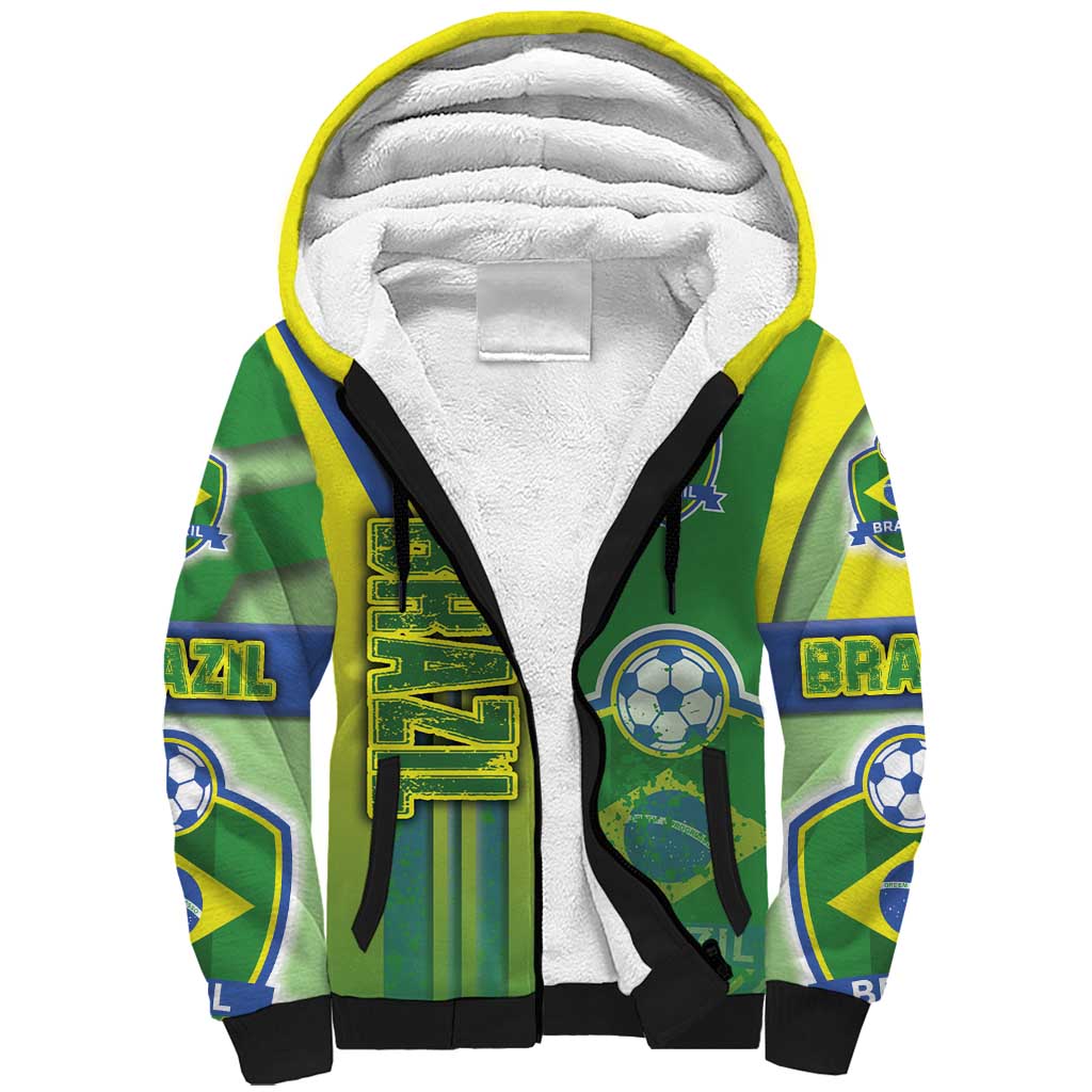 Brazil Football Sherpa Hoodie Selecao Soccer - Road To Champion - Wonder Print Shop