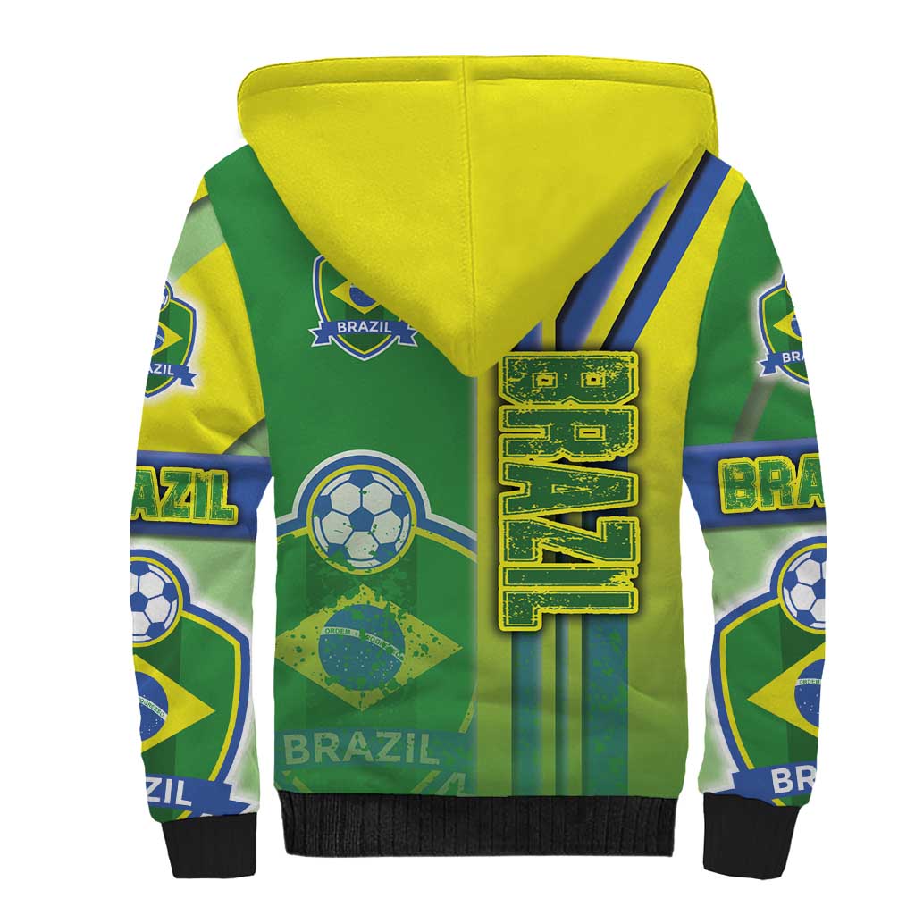 Brazil Football Sherpa Hoodie Selecao Soccer - Road To Champion - Wonder Print Shop