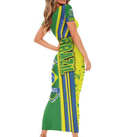Brazil Football Short Sleeve Bodycon Dress Selecao Soccer - Road To Champion - Wonder Print Shop