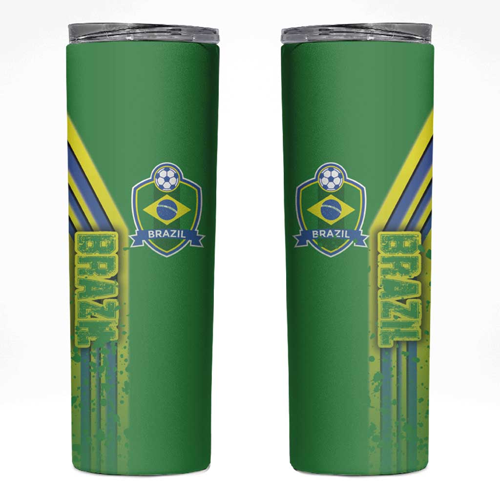 Brazil Football Skinny Tumbler Selecao Soccer - Road To Champion - Wonder Print Shop