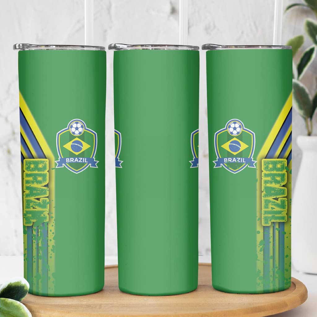 Brazil Football Skinny Tumbler Selecao Soccer - Road To Champion - Wonder Print Shop