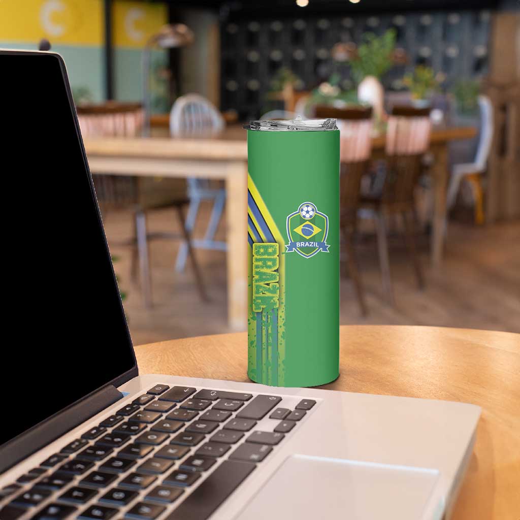 Brazil Football Skinny Tumbler Selecao Soccer - Road To Champion - Wonder Print Shop