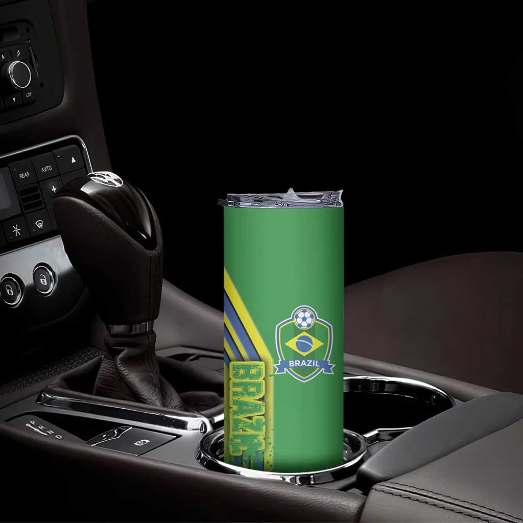 Brazil Football Skinny Tumbler Selecao Soccer - Road To Champion - Wonder Print Shop
