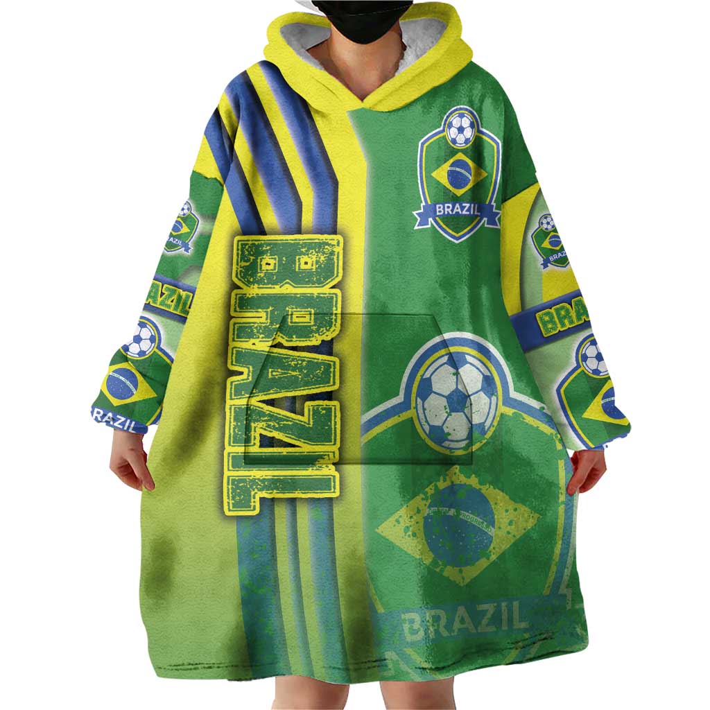 Brazil Football Wearable Blanket Hoodie Selecao Soccer - Road To Champion - Wonder Print Shop