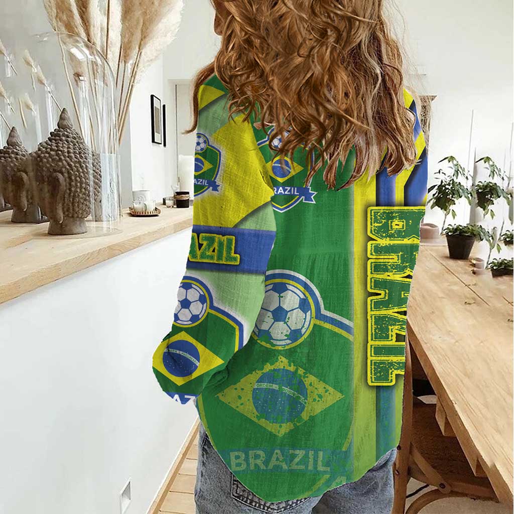 Brazil Football Women Casual Shirt Selecao Soccer - Road To Champion - Wonder Print Shop