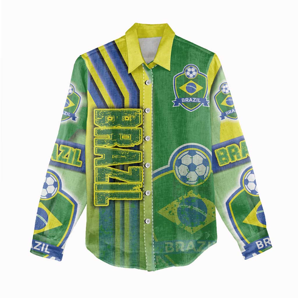 Brazil Football Women Casual Shirt Selecao Soccer - Road To Champion - Wonder Print Shop