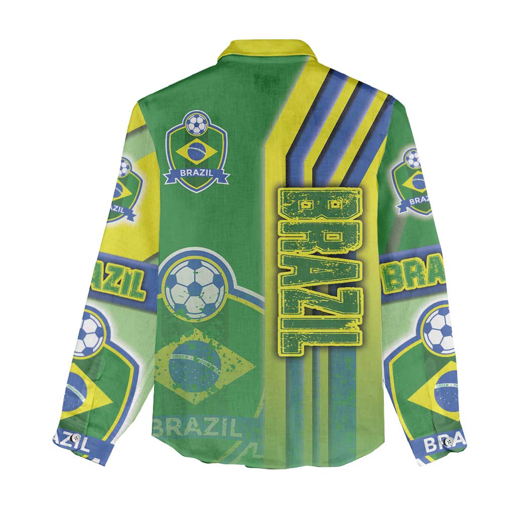 Brazil Football Women Casual Shirt Selecao Soccer - Road To Champion - Wonder Print Shop