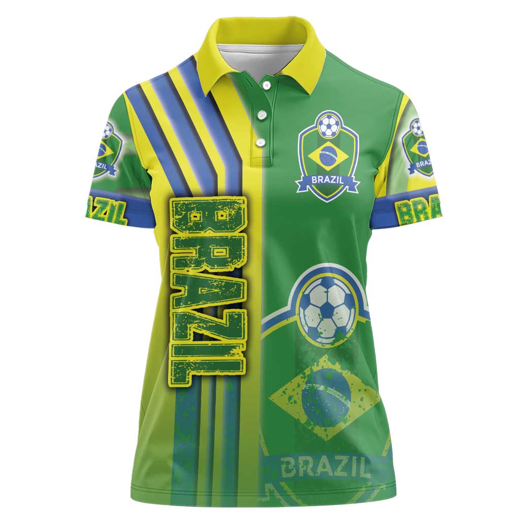 Brazil Football Women Polo Shirt Selecao Soccer - Road To Champion - Wonder Print Shop