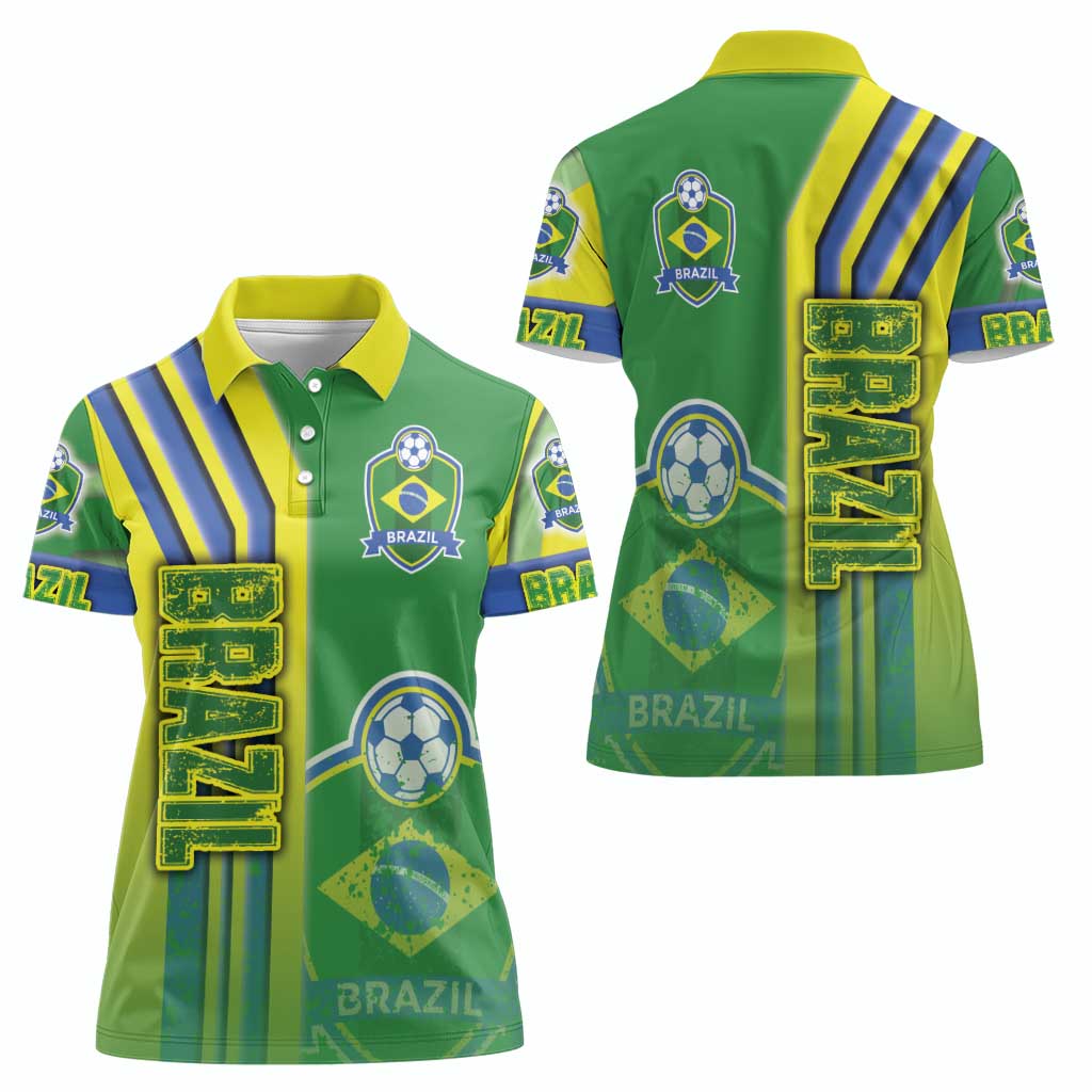Brazil Football Women Polo Shirt Selecao Soccer - Road To Champion - Wonder Print Shop