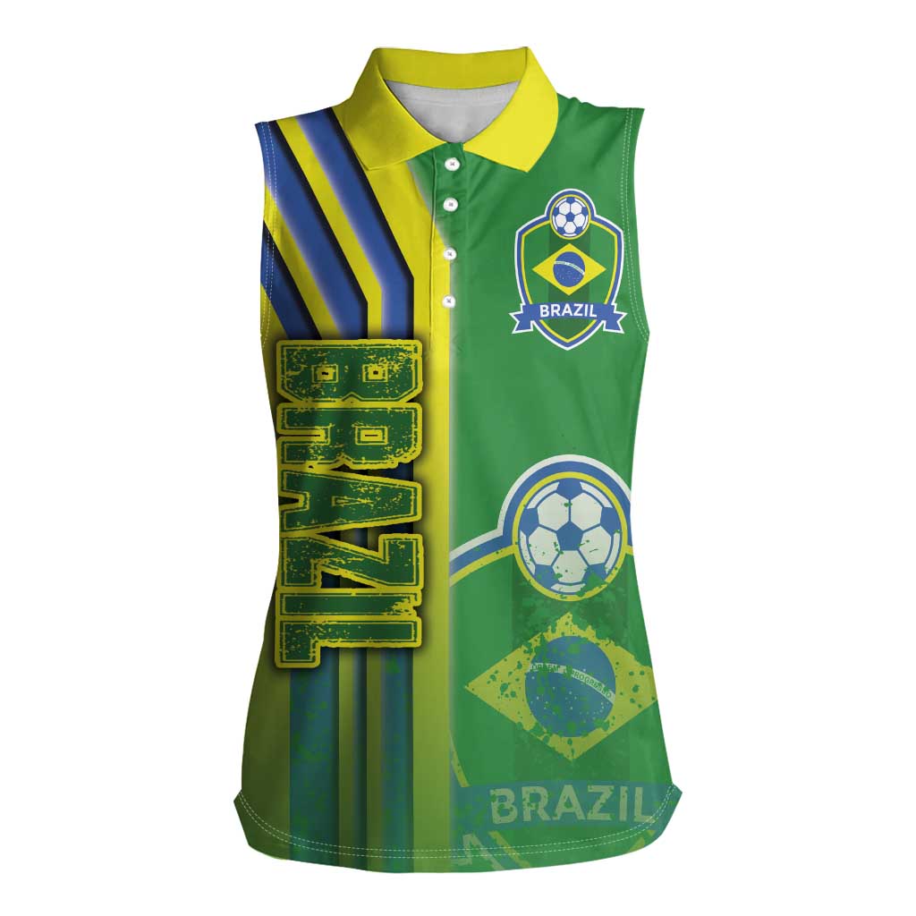 Brazil Football Women Sleeveless Polo Shirt Selecao Soccer - Road To Champion - Wonder Print Shop