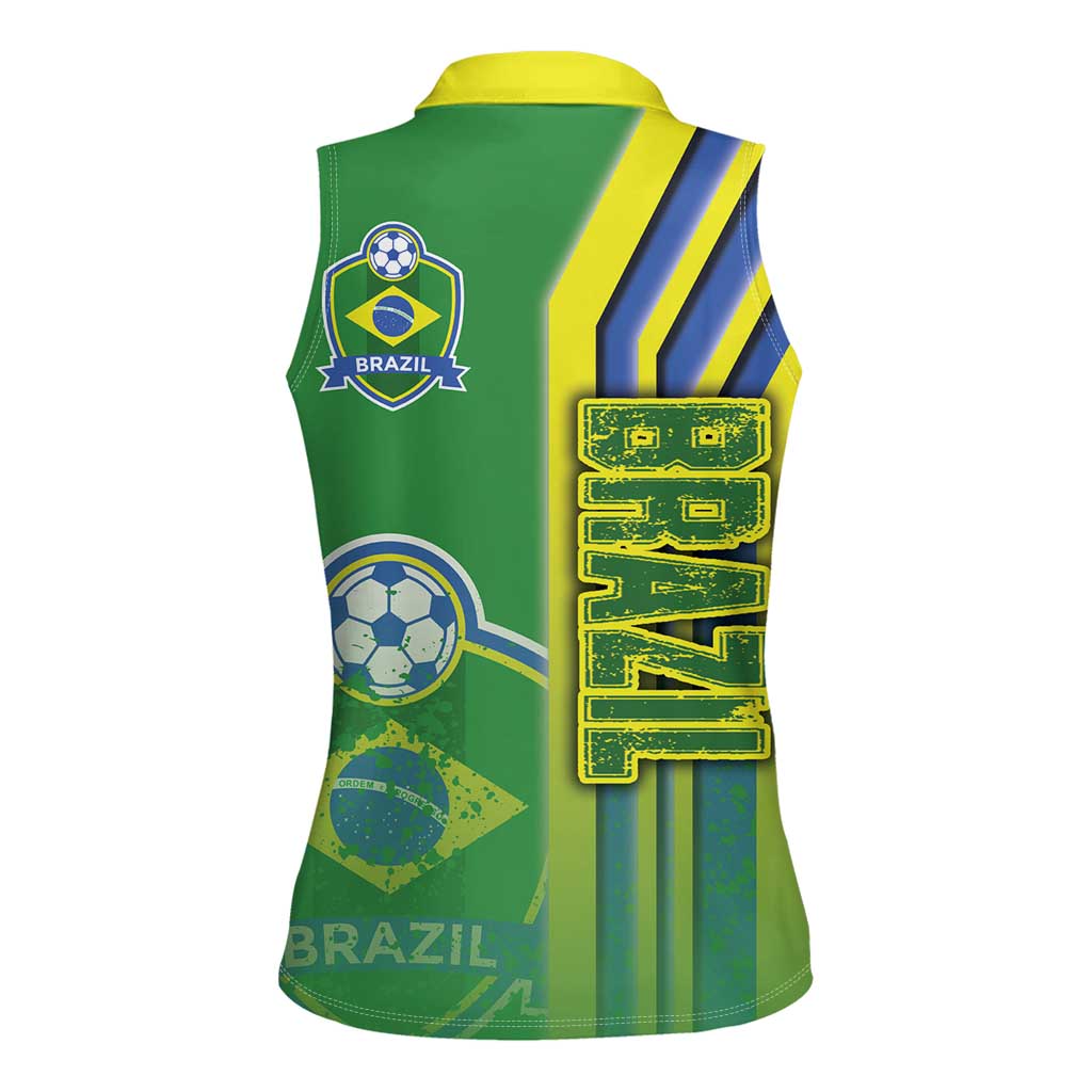 Brazil Football Women Sleeveless Polo Shirt Selecao Soccer - Road To Champion - Wonder Print Shop