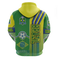 Brazil Football Zip Hoodie Selecao Soccer - Road To Champion - Wonder Print Shop