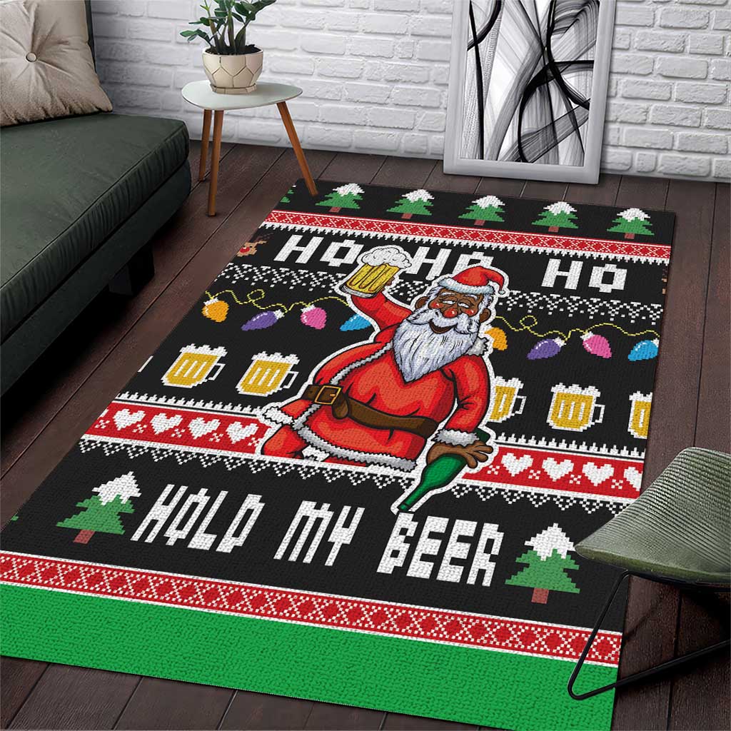 Ho Ho Ho Hold My Beer Santa African Area Rug Laugh With Beer On Christmas - Wonder Print Shop