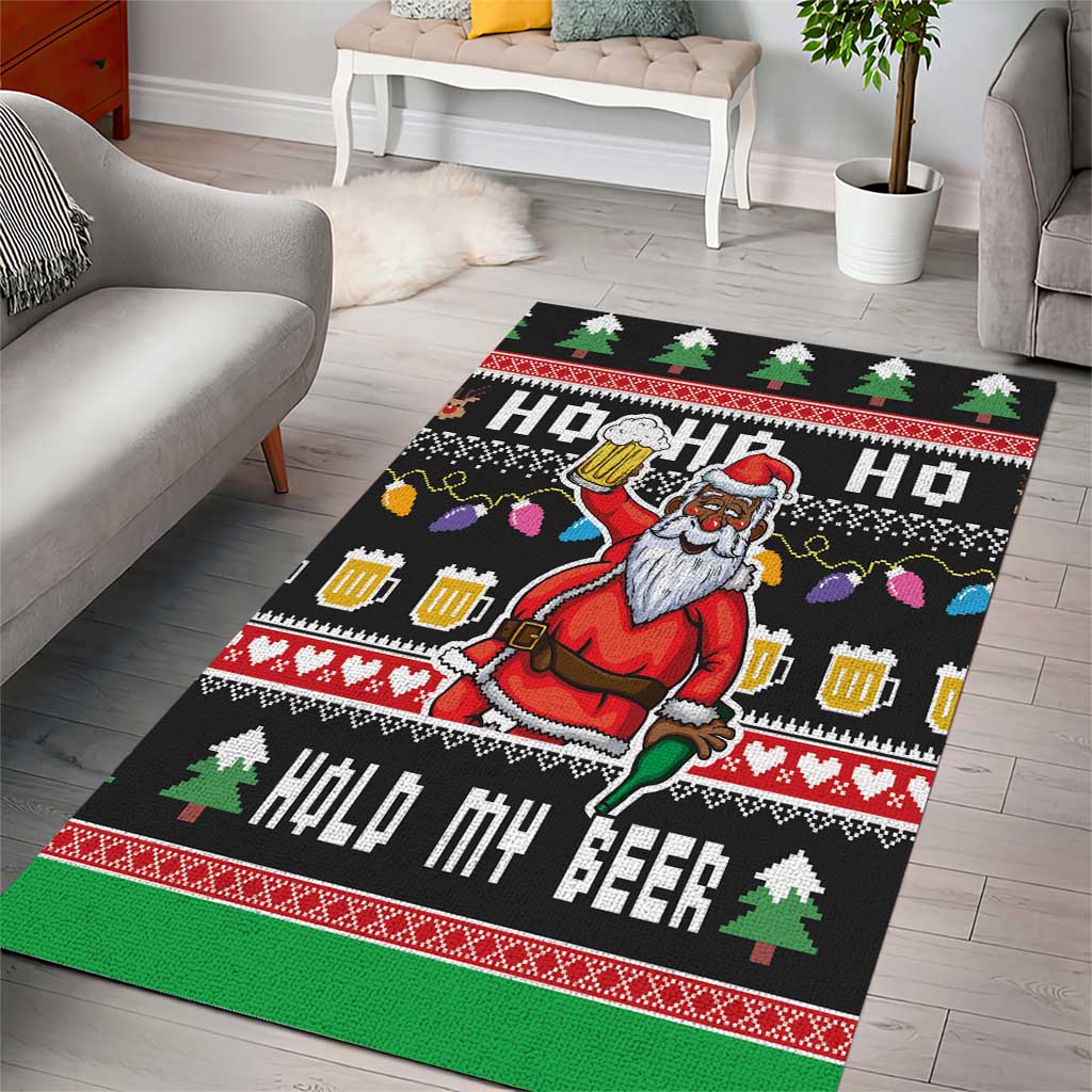 Ho Ho Ho Hold My Beer Santa African Area Rug Laugh With Beer On Christmas - Wonder Print Shop