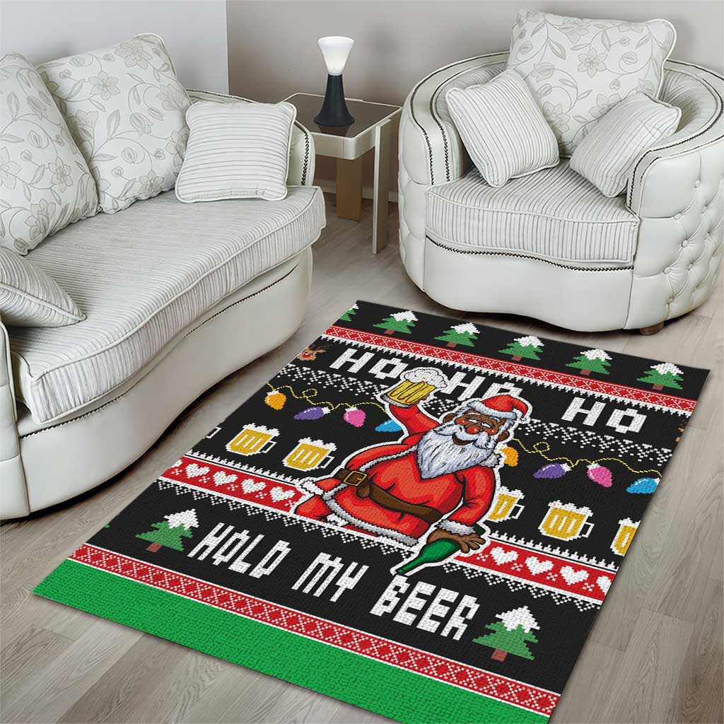Ho Ho Ho Hold My Beer Santa African Area Rug Laugh With Beer On Christmas - Wonder Print Shop