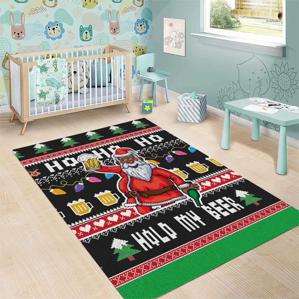Ho Ho Ho Hold My Beer Santa African Area Rug Laugh With Beer On Christmas - Wonder Print Shop