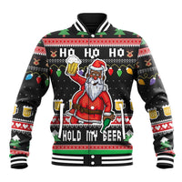 Ho Ho Ho Hold My Beer Santa African Baseball Jacket Laugh With Beer On Christmas - Wonder Print Shop
