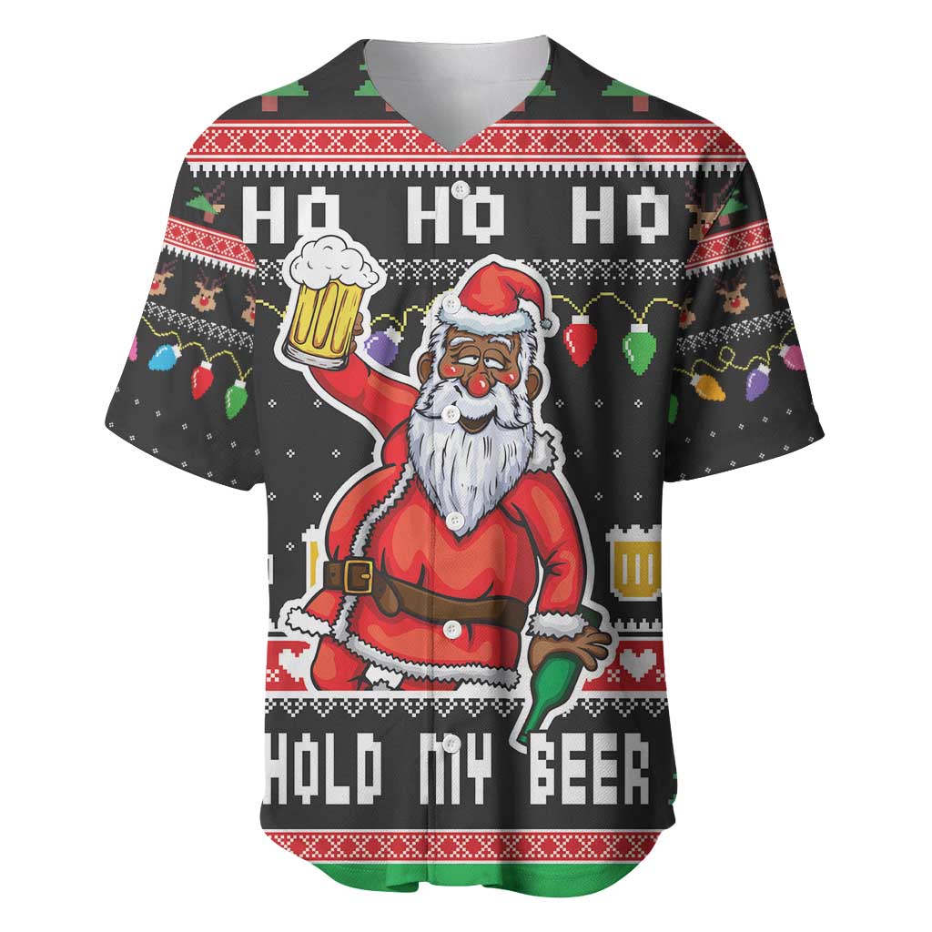 Ho Ho Ho Hold My Beer Santa African Baseball Jersey Laugh With Beer On Christmas - Wonder Print Shop