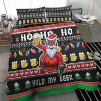 Ho Ho Ho Hold My Beer Santa African Bedding Set Laugh With Beer On Christmas - Wonder Print Shop