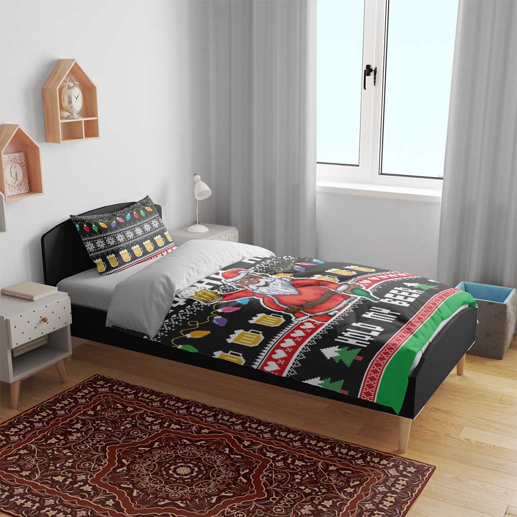 Ho Ho Ho Hold My Beer Santa African Bedding Set Laugh With Beer On Christmas - Wonder Print Shop