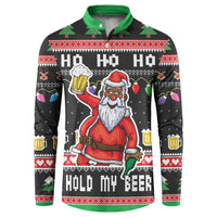 Ho Ho Ho Hold My Beer Santa African Button Sweatshirt Laugh With Beer On Christmas - Wonder Print Shop