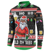 Ho Ho Ho Hold My Beer Santa African Button Sweatshirt Laugh With Beer On Christmas - Wonder Print Shop