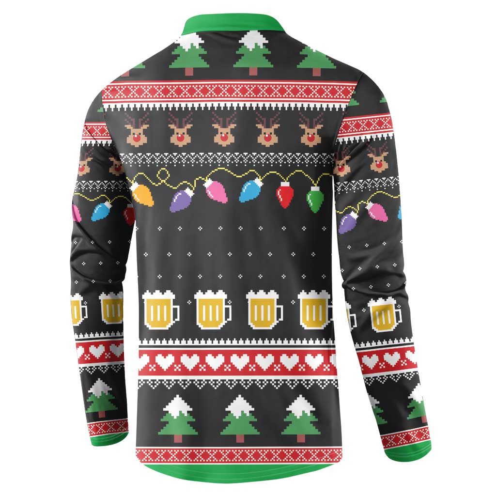 Ho Ho Ho Hold My Beer Santa African Button Sweatshirt Laugh With Beer On Christmas - Wonder Print Shop