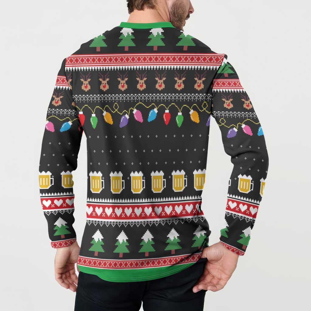 Ho Ho Ho Hold My Beer Santa African Button Sweatshirt Laugh With Beer On Christmas - Wonder Print Shop