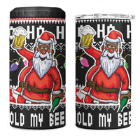 Ho Ho Ho Hold My Beer Santa African 4 in 1 Can Cooler Tumbler Laugh With Beer On Christmas - Wonder Print Shop