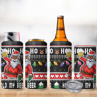 Ho Ho Ho Hold My Beer Santa African 4 in 1 Can Cooler Tumbler Laugh With Beer On Christmas - Wonder Print Shop