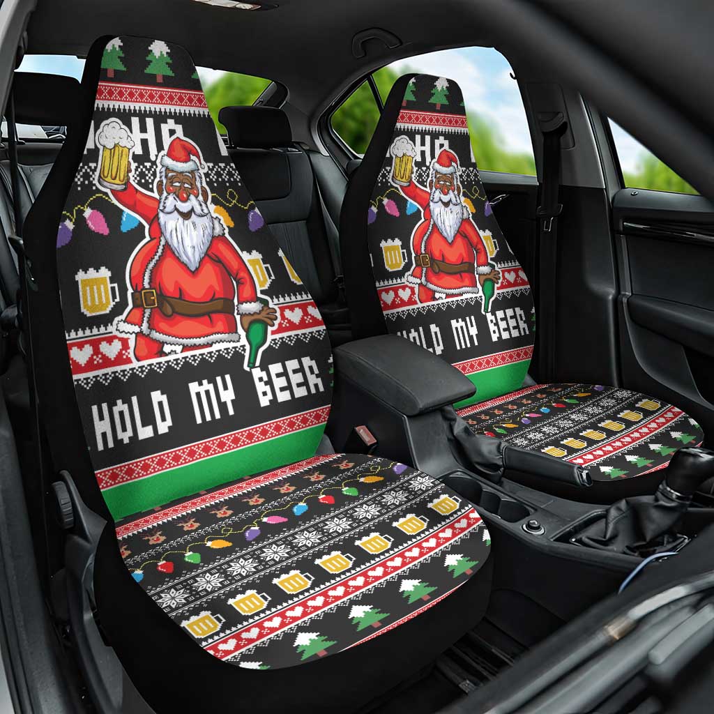 Ho Ho Ho Hold My Beer Santa African Car Seat Cover Laugh With Beer On Christmas - Wonder Print Shop