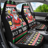 Ho Ho Ho Hold My Beer Santa African Car Seat Cover Laugh With Beer On Christmas - Wonder Print Shop