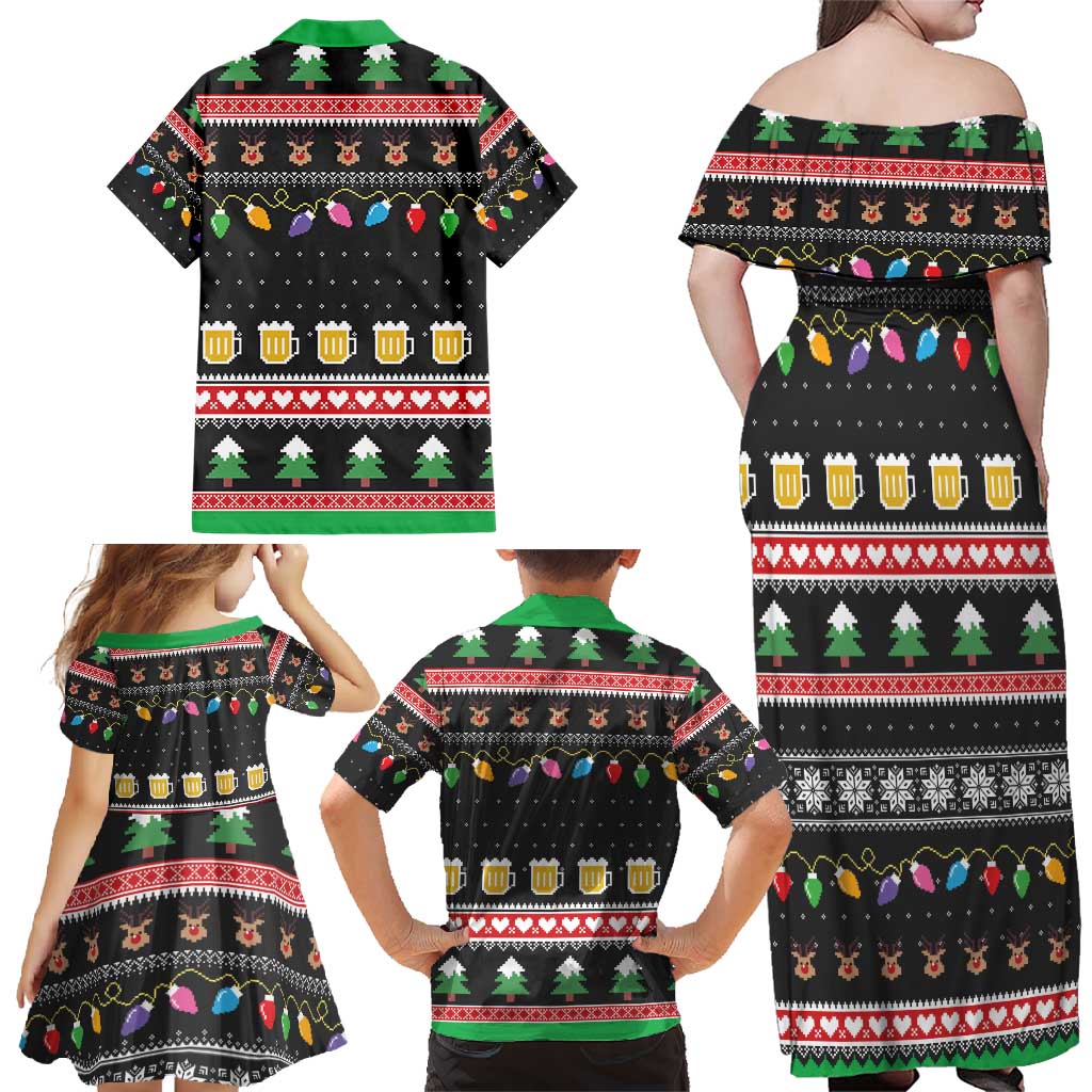 Ho Ho Ho Hold My Beer Santa African Family Matching Off Shoulder Maxi Dress and Hawaiian Shirt Laugh With Beer On Christmas - Wonder Print Shop