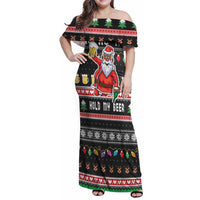 Ho Ho Ho Hold My Beer Santa African Family Matching Off Shoulder Maxi Dress and Hawaiian Shirt Laugh With Beer On Christmas - Wonder Print Shop