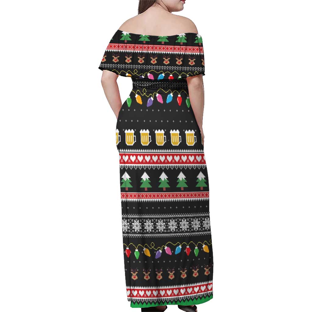 Ho Ho Ho Hold My Beer Santa African Family Matching Off Shoulder Maxi Dress and Hawaiian Shirt Laugh With Beer On Christmas - Wonder Print Shop
