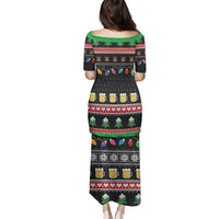 Ho Ho Ho Hold My Beer Santa African Family Matching Puletasi and Hawaiian Shirt Laugh With Beer On Christmas - Wonder Print Shop