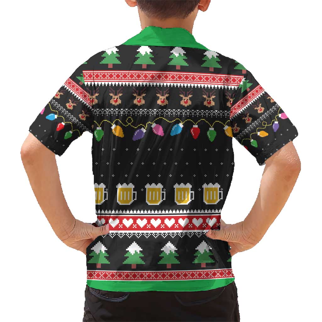 Ho Ho Ho Hold My Beer Santa African Family Matching Short Sleeve Bodycon Dress and Hawaiian Shirt Laugh With Beer On Christmas - Wonder Print Shop