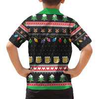Ho Ho Ho Hold My Beer Santa African Family Matching Short Sleeve Bodycon Dress and Hawaiian Shirt Laugh With Beer On Christmas - Wonder Print Shop
