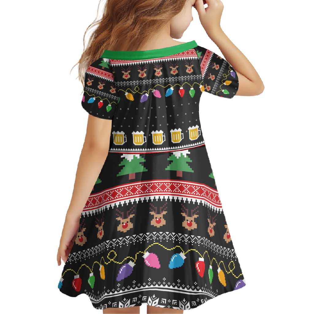 Ho Ho Ho Hold My Beer Santa African Family Matching Short Sleeve Bodycon Dress and Hawaiian Shirt Laugh With Beer On Christmas - Wonder Print Shop