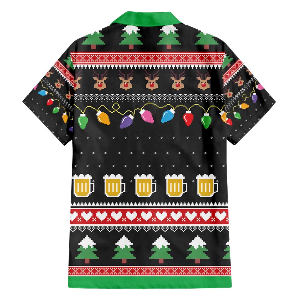 Ho Ho Ho Hold My Beer Santa African Family Matching Short Sleeve Bodycon Dress and Hawaiian Shirt Laugh With Beer On Christmas - Wonder Print Shop